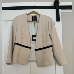 212 Collection Women's Beige Blazer with Black Trim